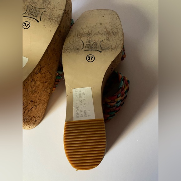 Vintage 70s Rare Zodiac Colorful Strap Wedges Heels 7b from Spain - Picture 7 of 7